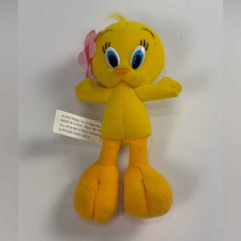 Vintage 2003 Tweety Bird 6” Plush with flower on head